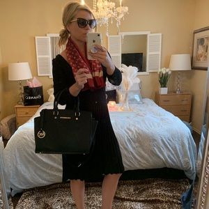 Jewel tone red silk scarf